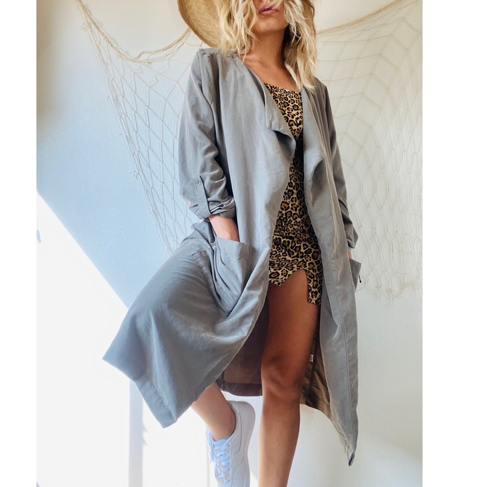 Color Thread Olive Long Lapel Jacket - Picture 5 of 10